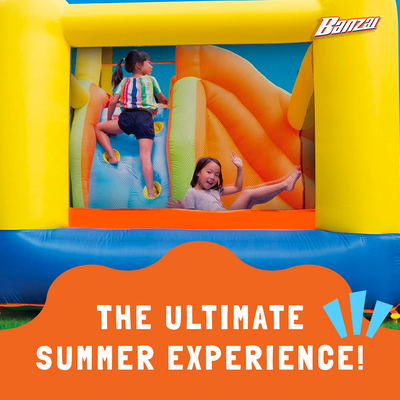 Banzai Sun 'N Splash Fun Kids Inflatable Bounce House & Water Slide (Open Box)
