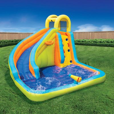 Banzai Splash 'N Blast Kids Outdoor Backyard Inflatable Water Slide Splash Park