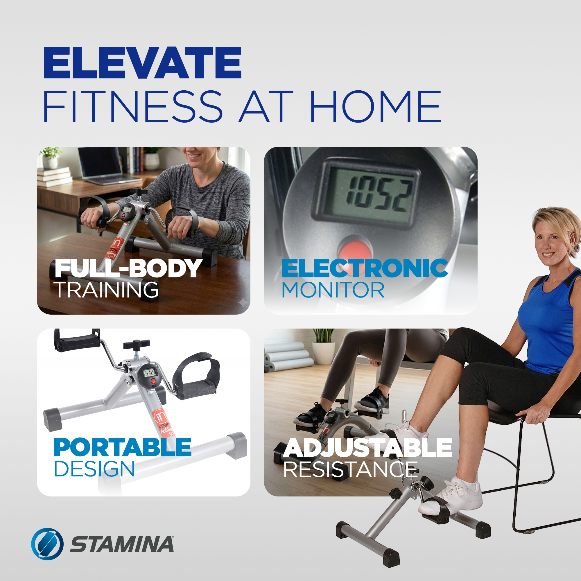 Stamina Products InStride Portable Folding Cycle for Cardio Strength Workouts - VMInnovations