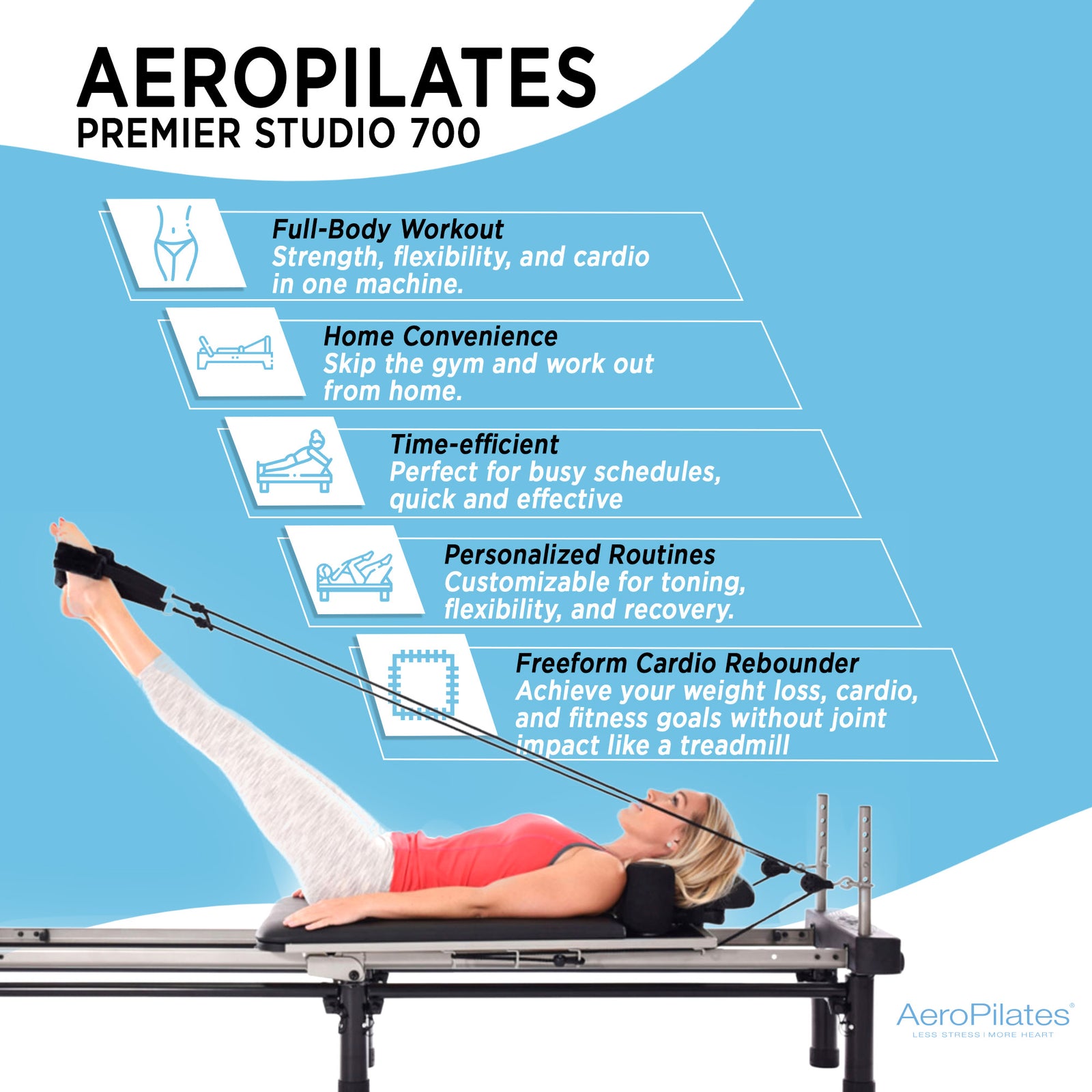 Stamina Aero Pilates Foldable Reformer Machine w/Cardio Rebounder (Open Box) - VMInnovations