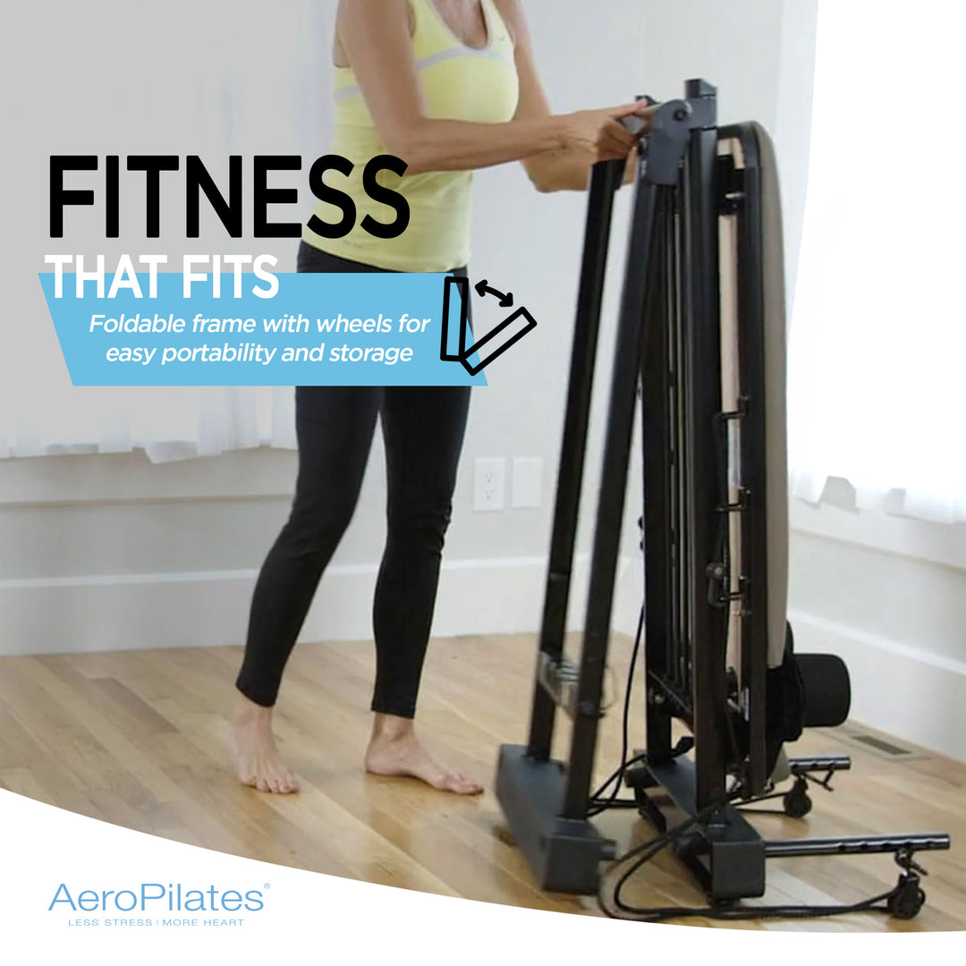 AeroPilates Premier Foldable Reformer Pilates Board Machine w/ Cardio Rebounder
