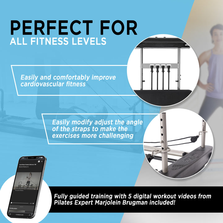 Aero Pilates 700 Foldable Reformer Fitness Machine with Cardio Rebounder (Used)