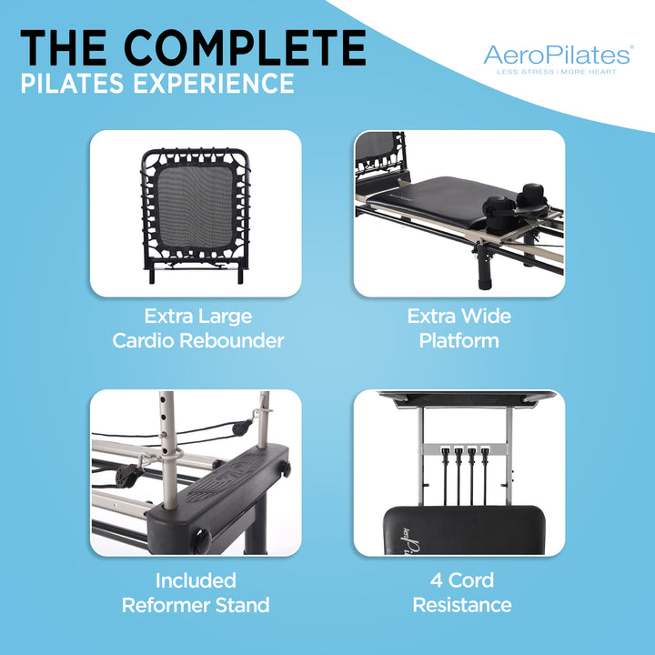 Aero Pilates 700 Foldable Reformer Fitness Machine with Cardio Rebounder (Used)