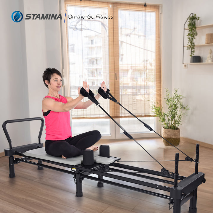 AeroPilates Studio 700 Foldable Reformer with Cardio Rebounder, Gray (Open Box)