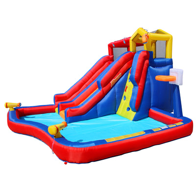 Banzai Twin Falls Kids Giant Outdoor Inflatable Dual Water Slide Splash Park Toy