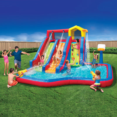 Banzai Twin Falls Giant Colorful Inflatable Water Park (Open Box)