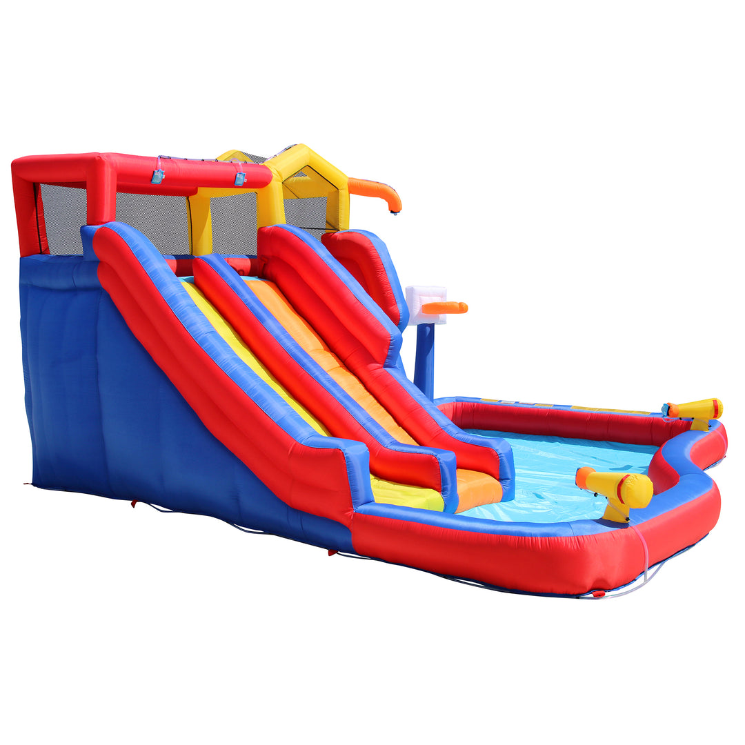 Banzai Twin Falls Kids Outdoor Inflatable Dual Water Slide Splash Toy(Open Box)