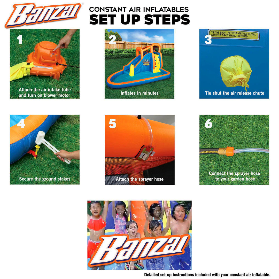 Banzai Twin Falls Kids Outdoor Inflatable Dual Water Slide Splash Toy(Open Box)