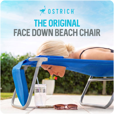 Ostrich South Beach Sand Chair, Outdoor Camping  Pool Recliner, Blue (Open Box)