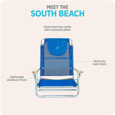 Ostrich South Adult Beach Outdoor Lake Sand Lounging Chair, Blue (Used) - VMInnovations