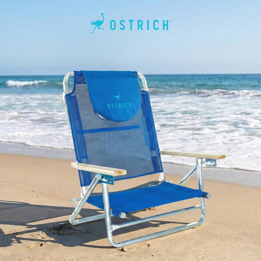 Ostrich South Beach Sand Chair, Outdoor Camping  Pool Recliner, Blue (Open Box)
