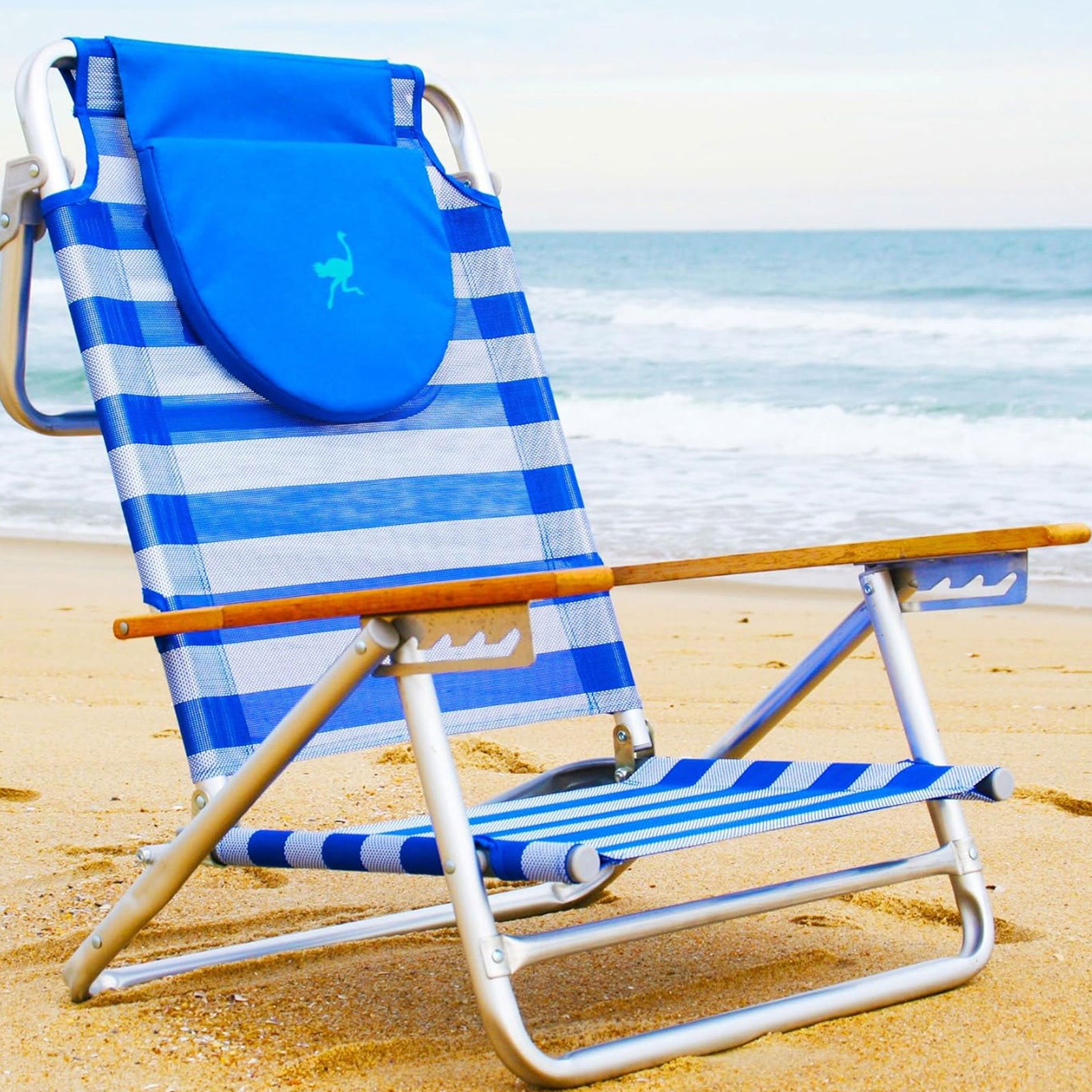 Ostrich South Adult Beach Outdoor Lake Sand Lounging Chair, Blue (Used) - VMInnovations