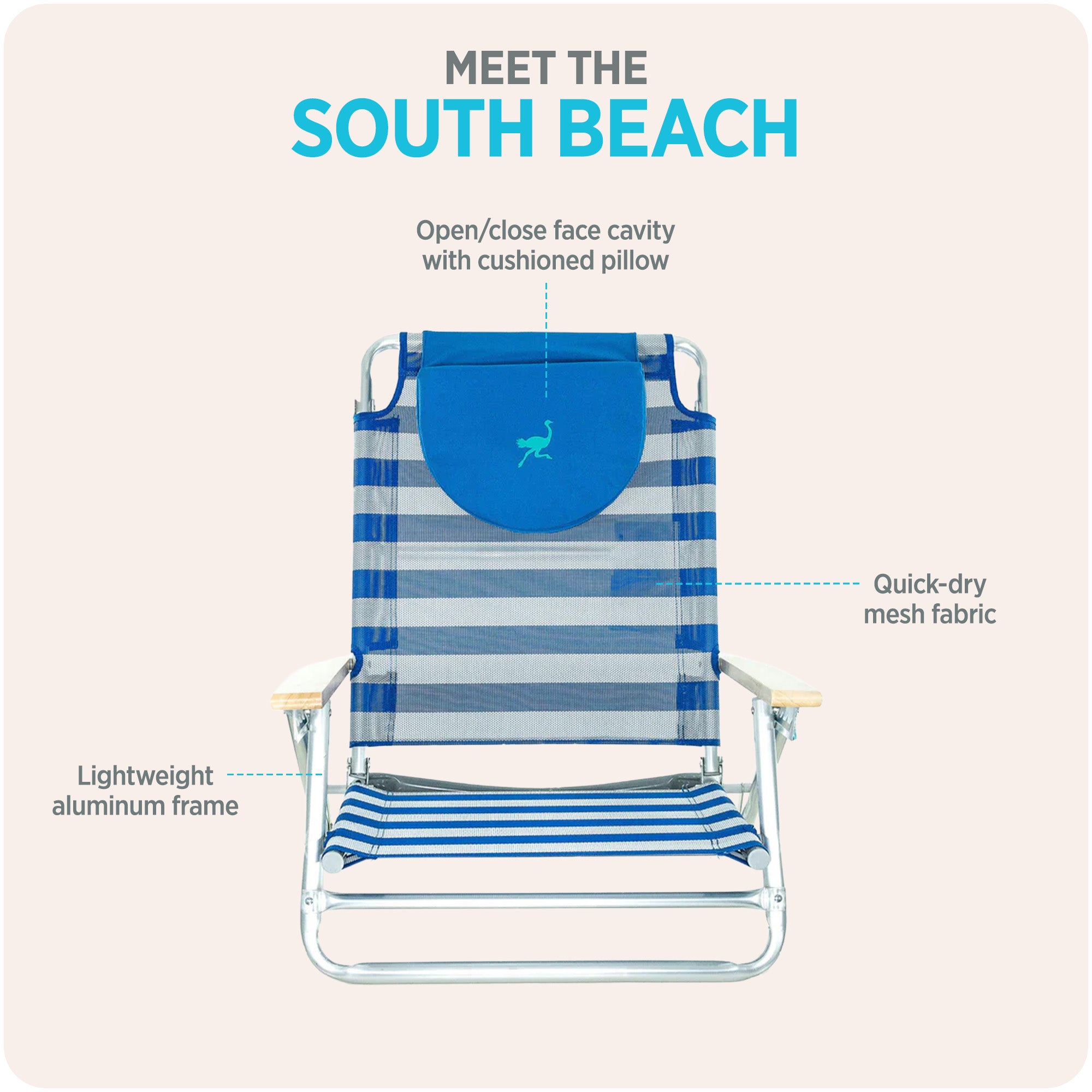 Ostrich SBSC-1016S South Adult Beach Lake Sand Lounging Chair, Striped (Used) - VMInnovations