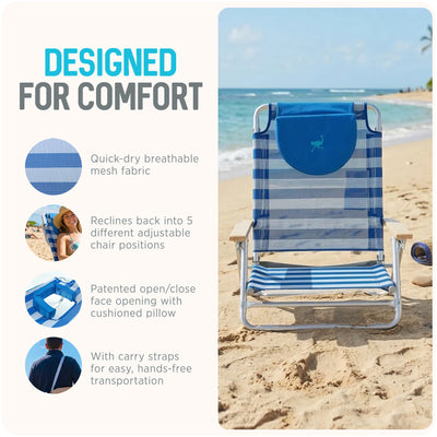 Ostrich SBSC-1016S South Adult Beach Lake Sand Lounging Chair, Striped (Used) - VMInnovations