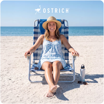 Ostrich South Beach Sand Chair, Outdoor Camping Pool Recliner, Stripe (Open Box)
