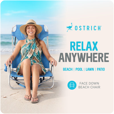 Ostrich Beach Ladies Comfort and On-Your-Back Backpack Beach Chair, Blue (Used)