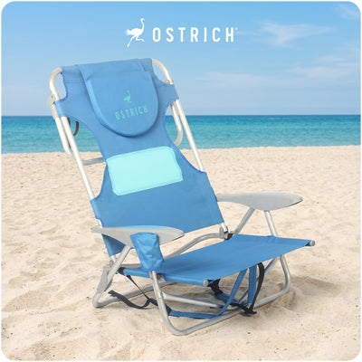 Ostrich Beach Ladies Comfort and On-Your-Back Backpack Beach Chair, Blue (Used)
