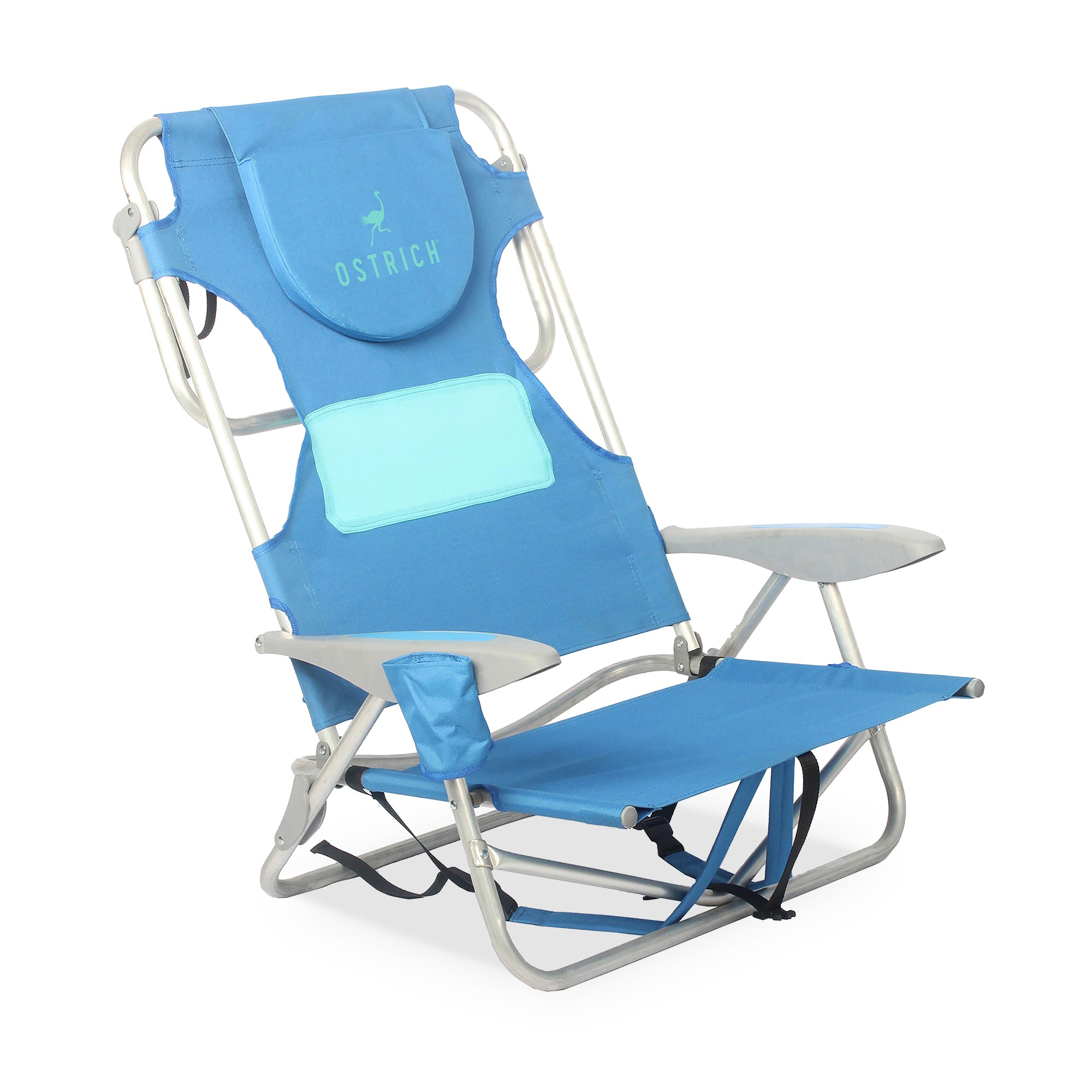 Ostrich Beach Ladies Comfort and On-Your-Back Backpack Beach Chair, Blue (Used)