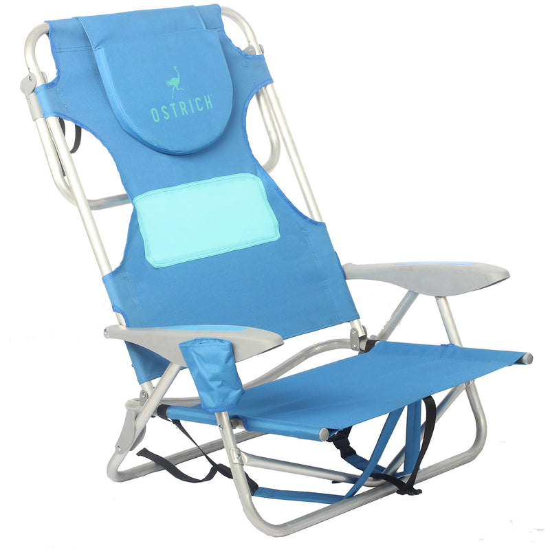 Ostrich Ladies Comfort & On-Your-Back Outdoor Beach Pool Reclining Chair, Blue