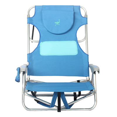 Ostrich Ladies Comfort & On-Your-Back Outdoor Beach Pool Chair, Blue (Open Box)