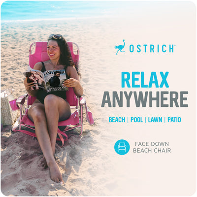 Ostrich Outdoor Beach Ladies Comfort and On-Your-Back Backpack Beach Chair, Pink (For Parts)