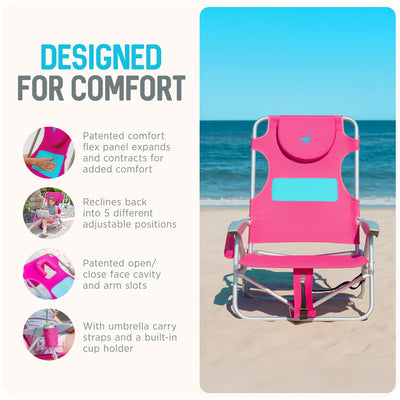 Ostrich Outdoor Beach Ladies Comfort and On-Your-Back Backpack Beach Chair, Pink (For Parts)