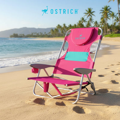 Ostrich Outdoor Beach Ladies Comfort and On-Your-Back Backpack Beach Chair, Pink (For Parts)