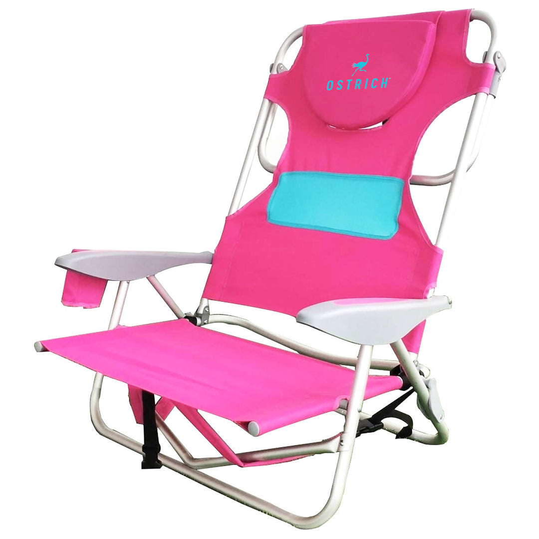 Ostrich Ladies Comfort & On-Your-Back Outdoor Beach Pool Reclining Chair, Pink