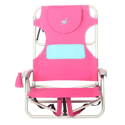 Ostrich Ladies Comfort & On-Your-Back Outdoor Beach Pool Chair, Pink (Open Box)