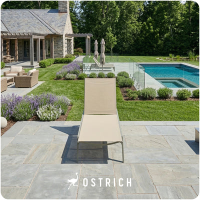 Ostrich Princeton Outdoor Chaise Lounge Pool Beach Patio Chair, Tan, 2 Pack - VMInnovations