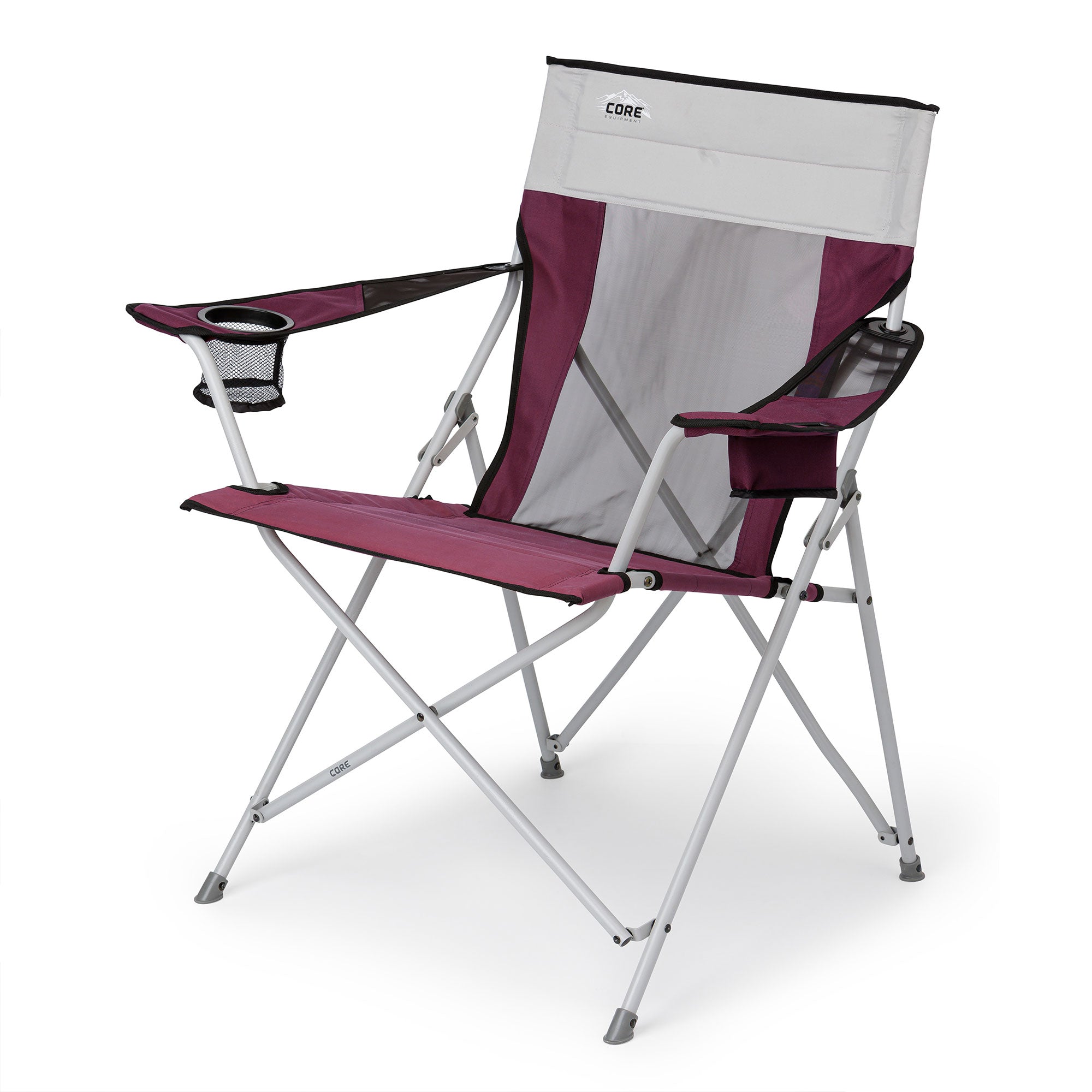 Core Portable Camping Folding Chair with Carrying Storage Bag, Wine (Open Box) - VMInnovations