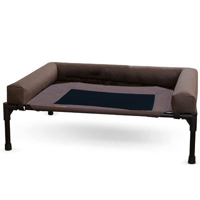 K&H Pet Products Bolster Elevated Cot Pet Bed with Padded Sides, Brown, Medium