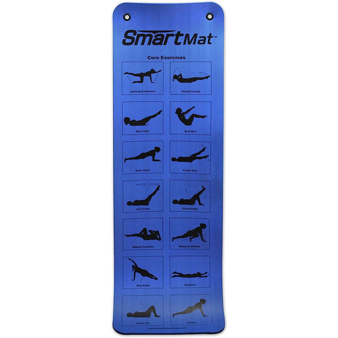 Prism Fitness 16mm Thick Smart Self-Guided Stretching and Exercise Mat, Blue - VMInnovations