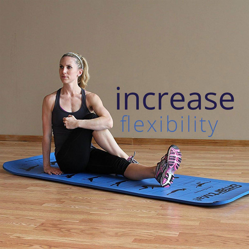 Prism Fitness 16mm Thick Smart Self-Guided Stretching and Exercise Mat, Blue