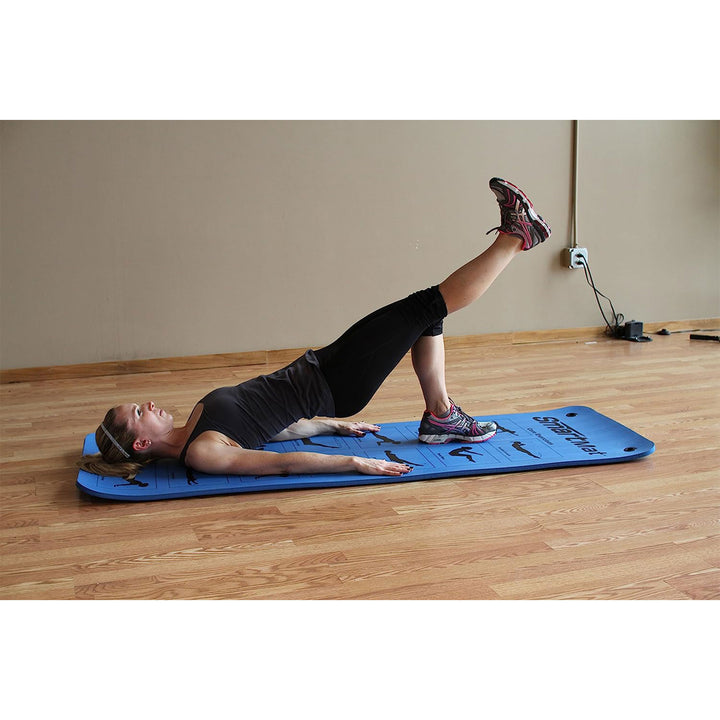 Prism Fitness 16mm Thick Smart Self-Guided Stretching and Exercise Mat, Blue