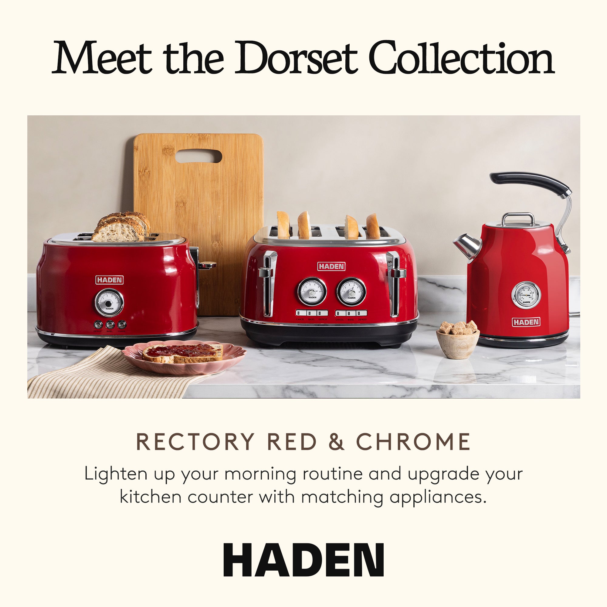 Haden Dorset 1.7 Liter Electric Water Kettle with 360-Degree Base, Rectory Red - VMInnovations