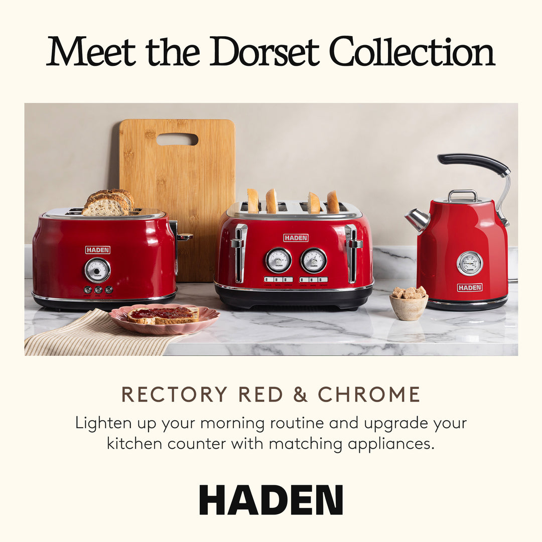 Haden Dorset 1.7 Liter Stainless Steel Electric Kettle, Red (Open Box) - VMInnovations