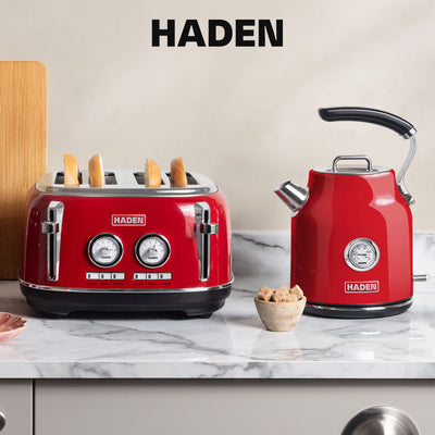 Haden Dorset 1.7 Liter Stainless Steel Electric Kettle, Red (Open Box)