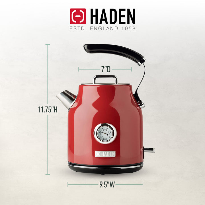 Haden Dorset 1.7 Liter Electric Water Kettle with 360-Degree Base, Rectory Red