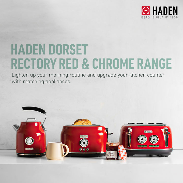 Haden Dorset 1.7 Liter Electric Water Kettle with 360-Degree Base, Rectory Red