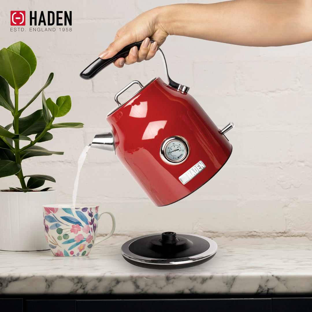 Haden Dorset 1.7 Liter Electric Water Kettle with 360-Degree Base, Rectory Red