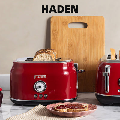 Haden Dorset 2-Slice Wide Slot Stainless Steel Retro Toaster, Red (Open Box) - VMInnovations