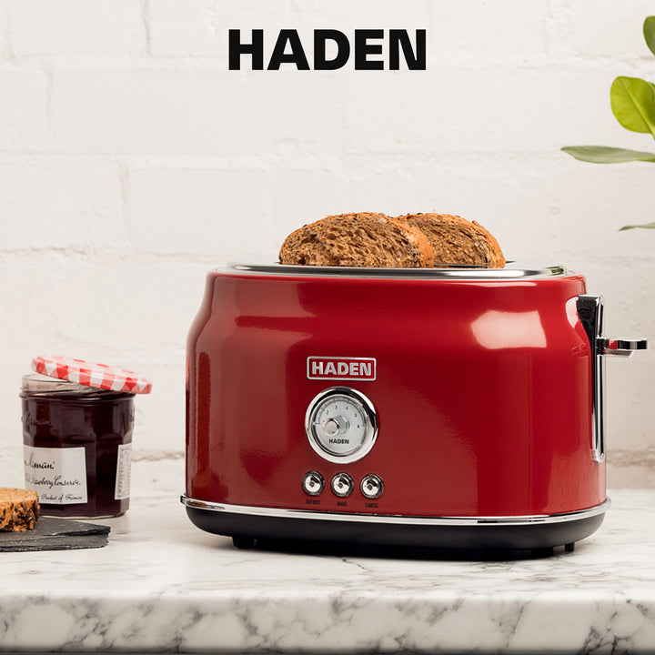 Haden Dorset 2-Slice Wide Slot Stainless Steel Retro Toaster, Red (Open Box) - VMInnovations