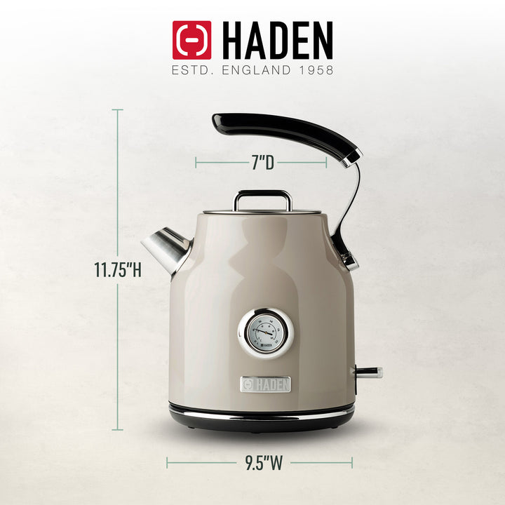 Haden Dorset 1.7 Liter Electric Water Kettle w/ 360-Degree Base, Putty & Chrome