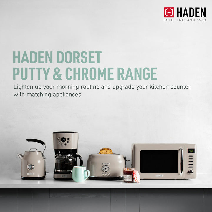 Haden Dorset 1.7 Liter Electric Water Kettle w/ 360-Degree Base, Putty & Chrome