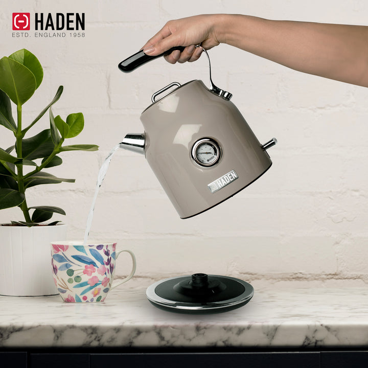 Haden Dorset 1.7 Liter Electric Water Kettle w/ 360-Degree Base, Putty & Chrome