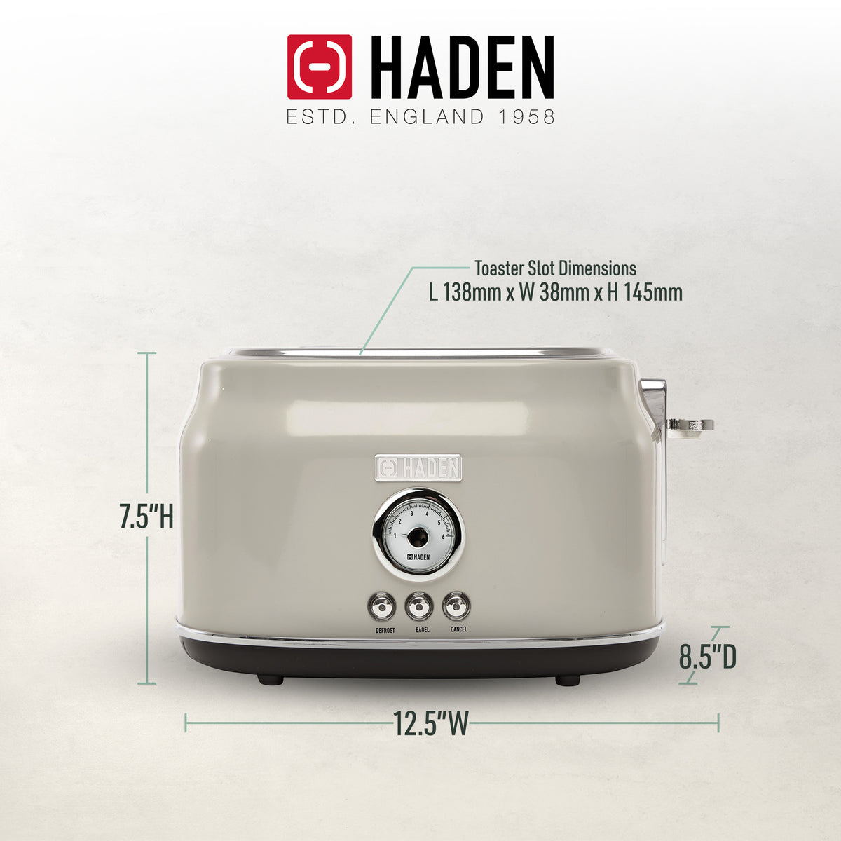 Haden Dorset 2 Slice Wide Toaster & Dorset 1.7 Liter Water Kettle, Putty/Ivory