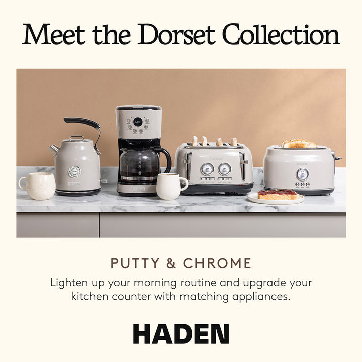 Haden Dorset Wide Slot Stainless Steel 2-Slice Toaster, Putty Beige (Open Box) - VMInnovations