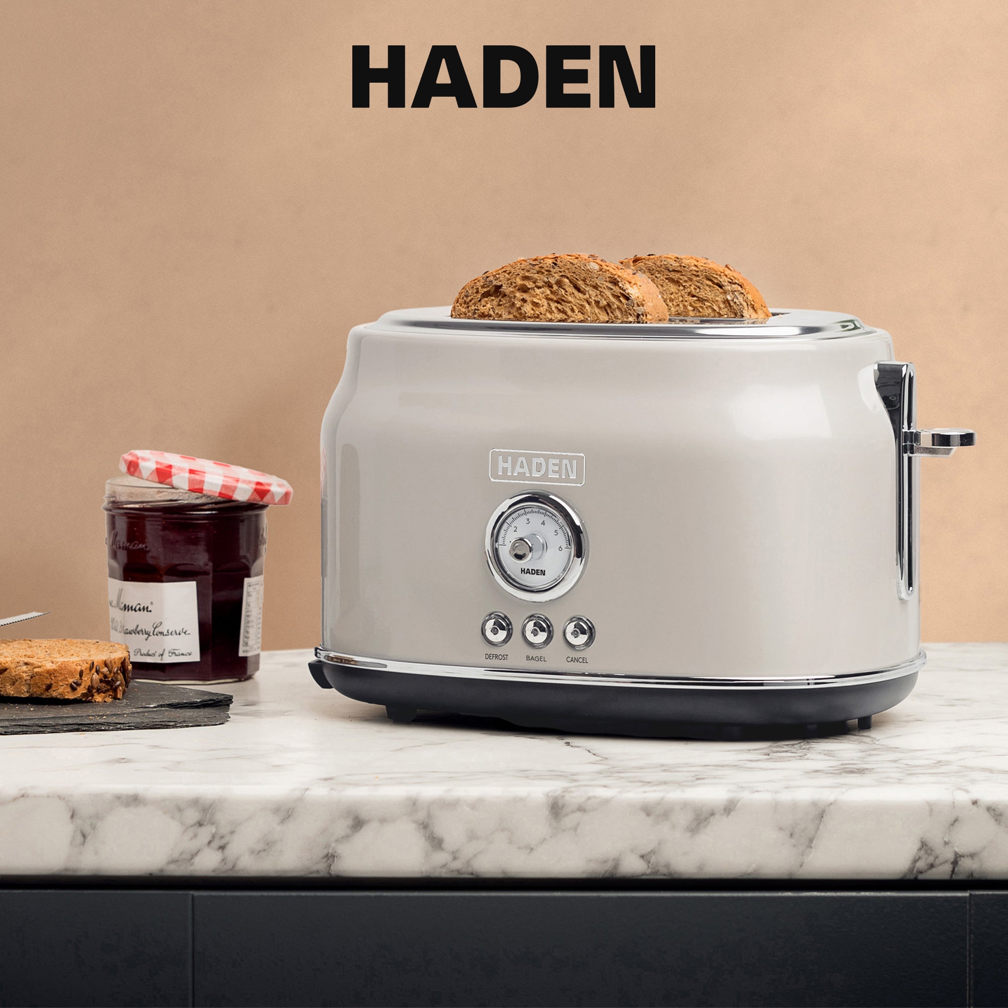 Haden Dorset Wide Slot Stainless Steel 2-Slice Toaster, Putty Beige (Open Box)