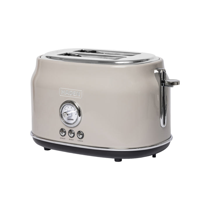Haden Dorset 2 Slice Wide Slot Stainless Steel Toaster, Putty & Chrome